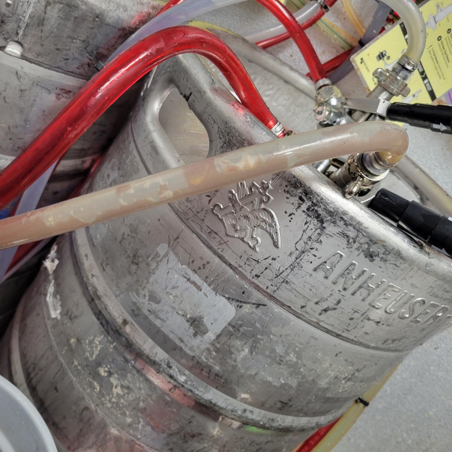 Visibly contaminated draught beer line tubing